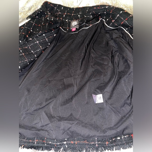 NEW Vince Camuto Spring Windowpane Tweed Open Front Jacket - Picture 6 of 10